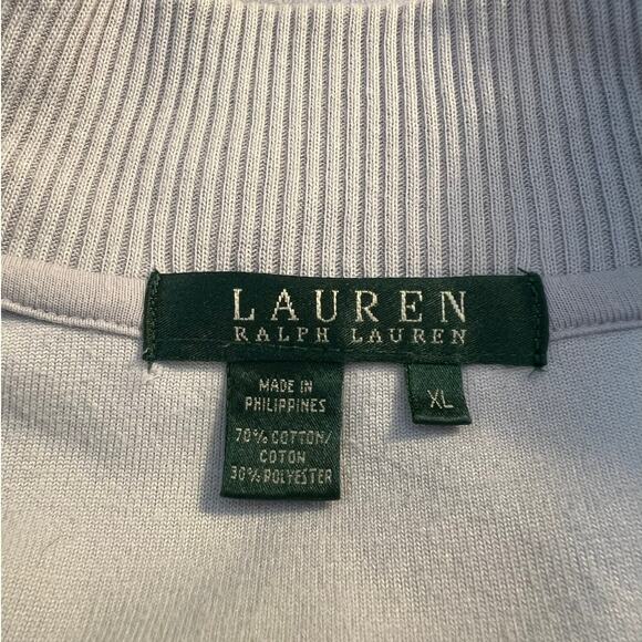 Lauren Ralph Lauren Velvet Top in Gray w/Partial Zipper Funnel Neckline Size XL - Picture 3 of 4